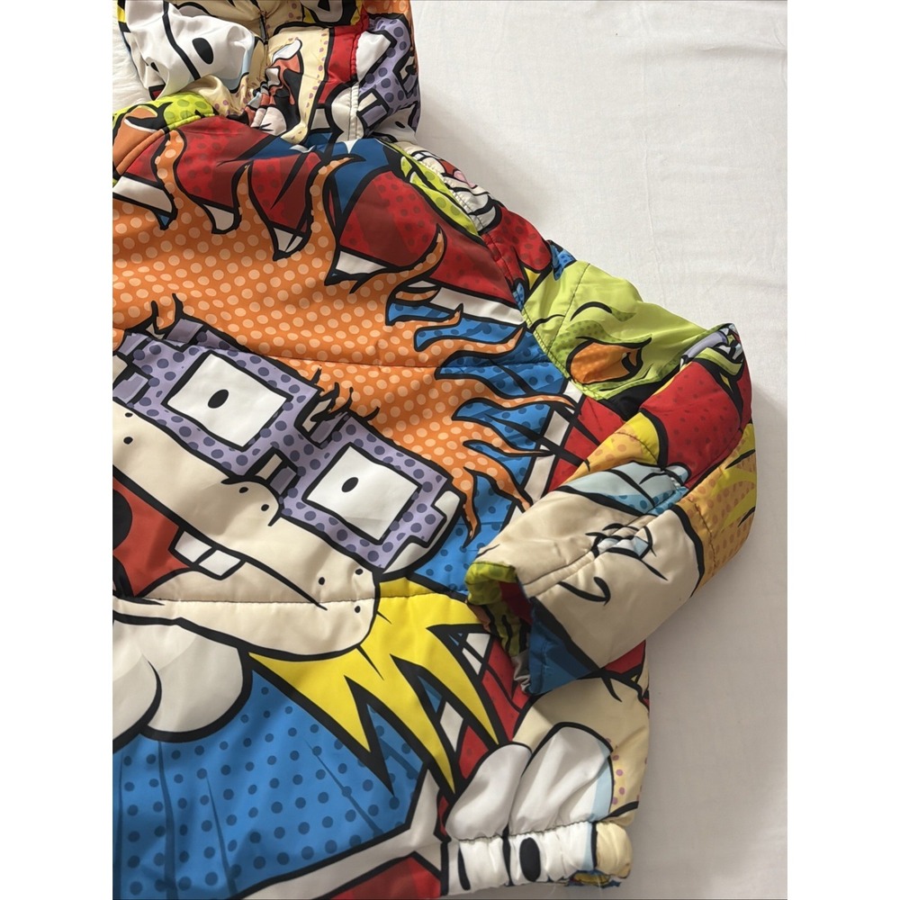 Members Only X Nickelodeon Rugrats SpongeBob Puffer Jacket Fur Hood Medium Used - Picture 11 of 16